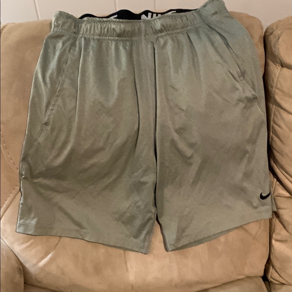 Nike Green Athletic Shorts Moisture-Wicking Performance